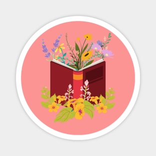 Flowers Growing From Book Magnet